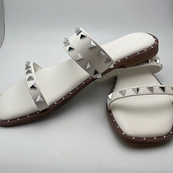 CUSHIONAIRE Women's Stud Slide Sandal SIZE 9 WHITE - Picture 5 of 8